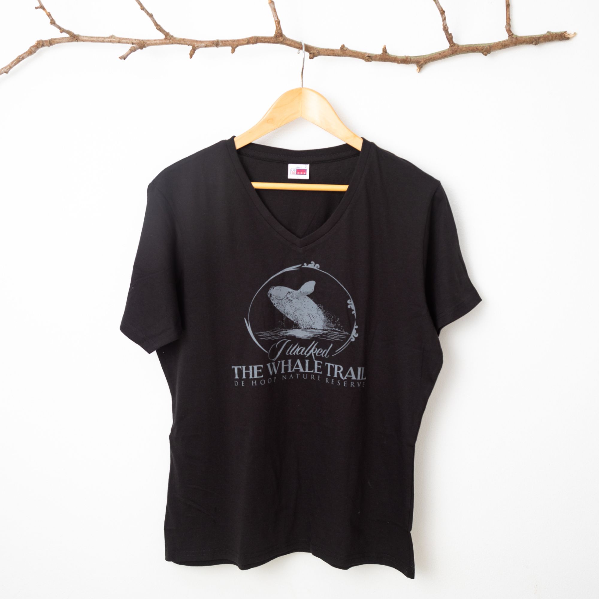 Ladies T shirt Whale Trail Logo Black