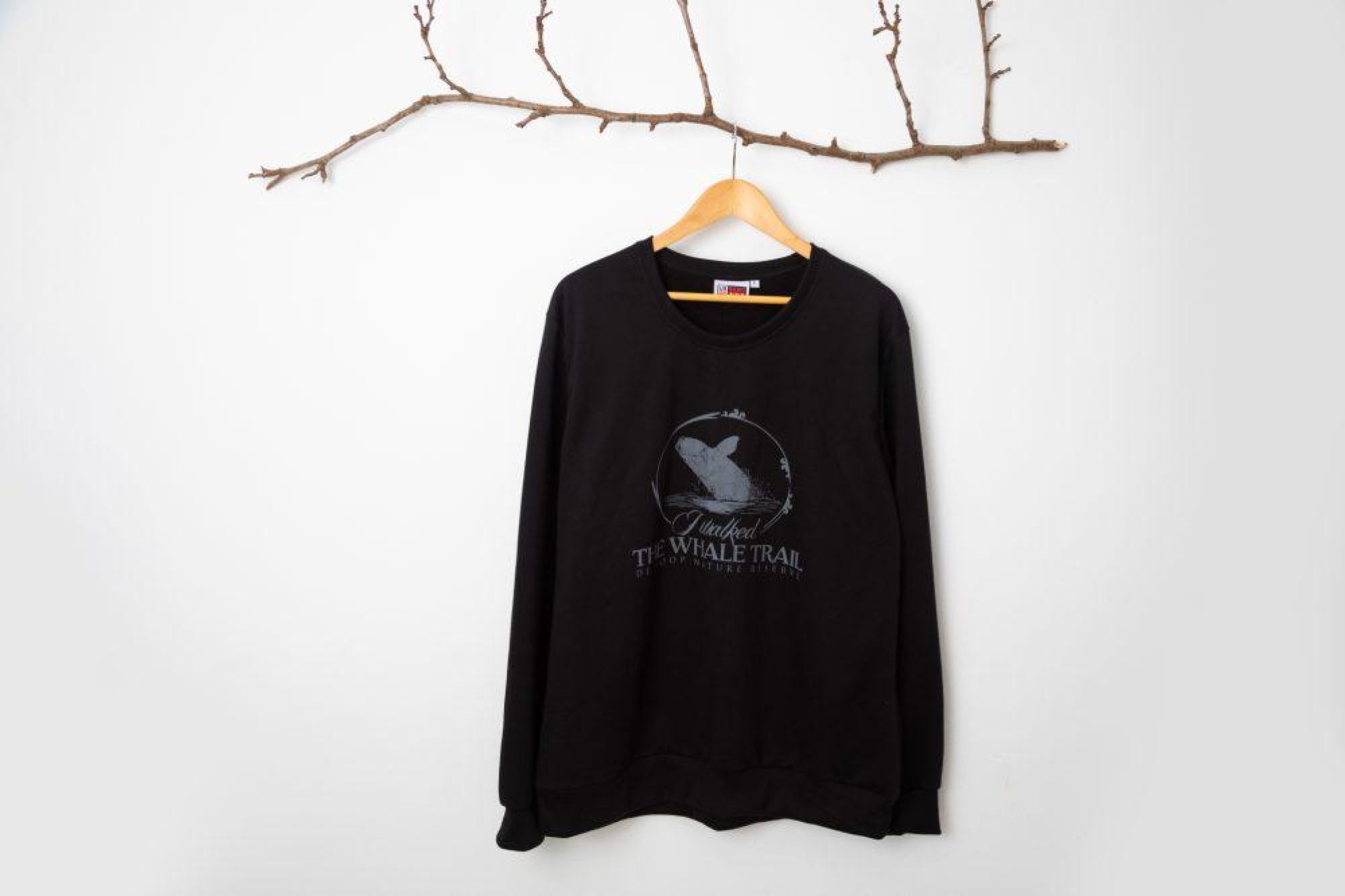 Unisex long sleeve sweater Whale Trail Logo Black Unisex long sleeve sweater Whale Trail Logo Black